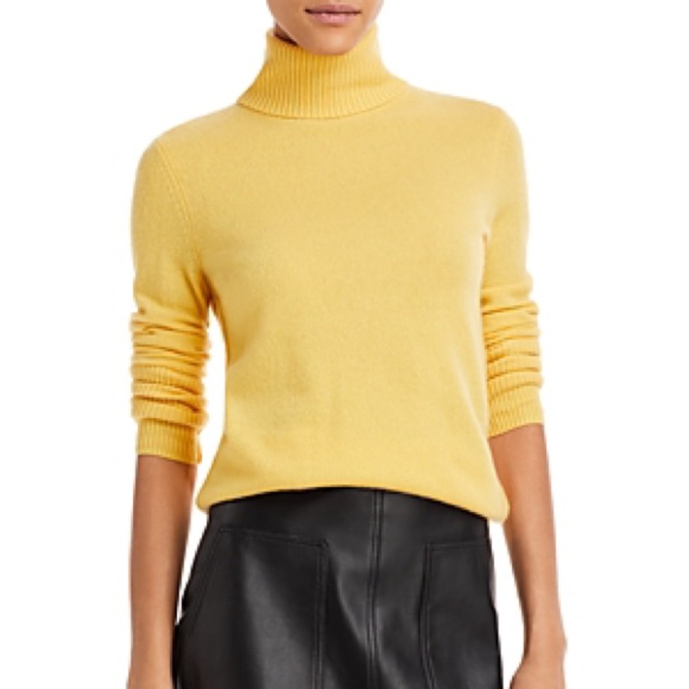 Aqua 100% Cashmere Yellow Turtleneck Sweater
